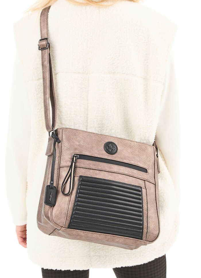 Rieker, Tasche, Damen, mit Magnetverschluss-Vorfach BRONZE-SCHWARZ